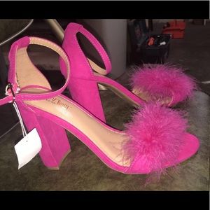 Hot pink fur heels